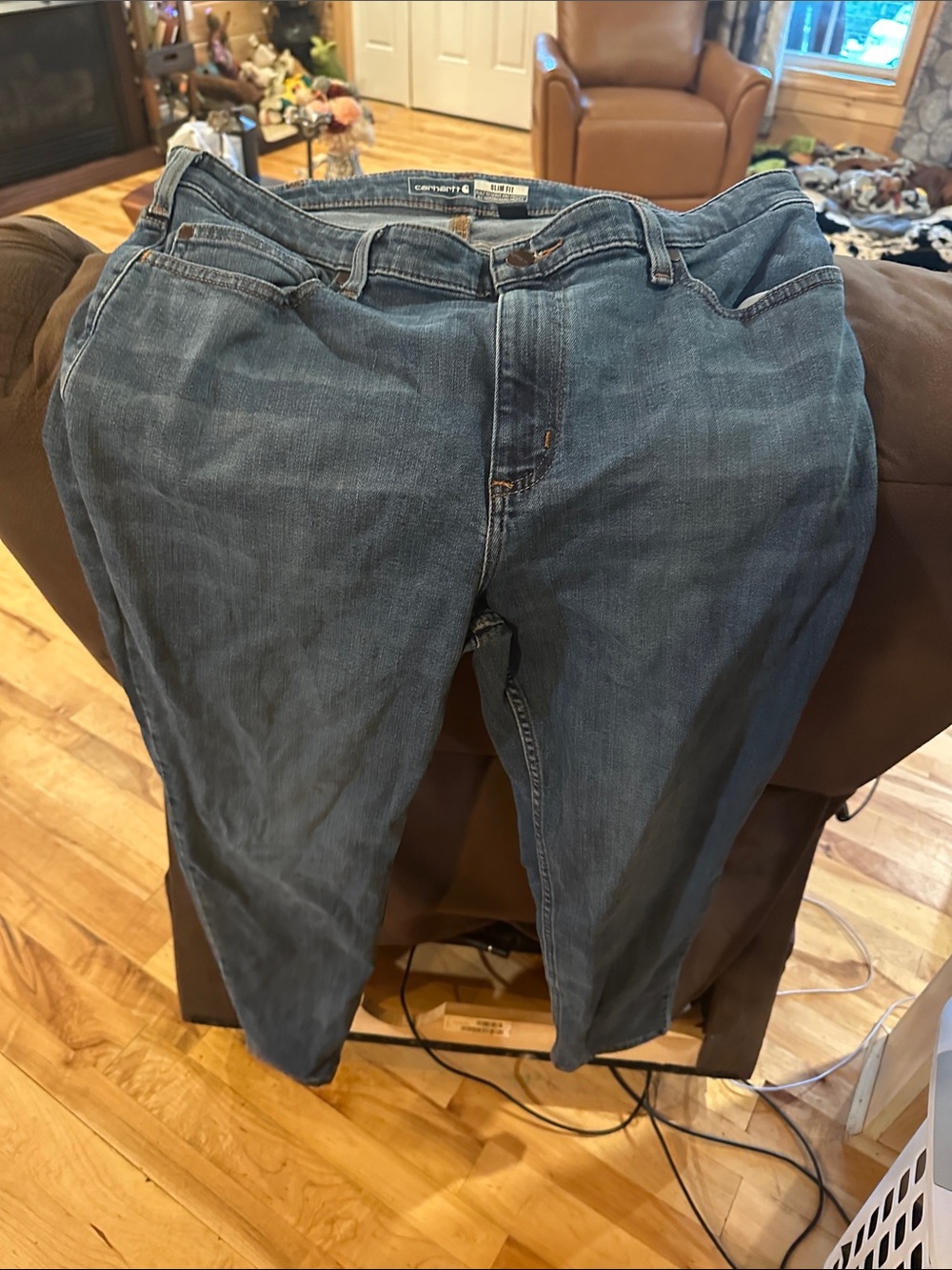 Carhartt Women’s Straight Leg Jeans in Medium Blue Denim